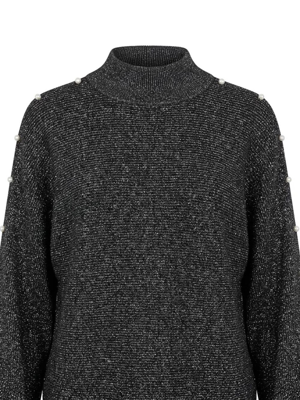 NWT Tahari Metallic Black Mock Neck Women's Sweater Medium